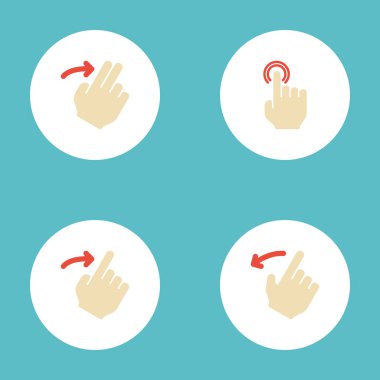 Arkadaki düz simgeler, vektör jest, sağ ve diğer öğeler. Jest düz simgeleri simgeleri de geriye doğru çift, arkadaki nesneleri içerir.