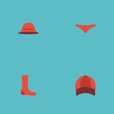 Düz simgeler iç çamaşırı, şapka, çorap ve diğer vektör öğeleri. Giysi düz simgeler simge kümesi de içerir giyim, kadın, şapkalar nesneleri.