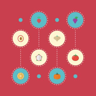 Düz simgeler kabak, Çin, Pitaya ve diğer vektör öğeleri. Tatlı düz simgeler simge kümesi de Yeşiller, turp, Merlot nesneleri içerir.