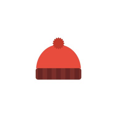 Düz simgesi örme şapka öğesi. Vektör çizim üzerinde temiz arka plan izole düz simgesi Beanie. Örgü bere kullanılabilir ve şapka simgeler.