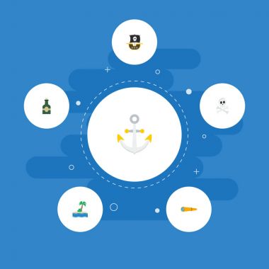 Düz simgeler armatür, teleskop, palmiye ve diğer vektör öğeleri. Korsanlık düz simgeler simge kümesi de ağır, armatür, bağlantı nesneleri içerir.