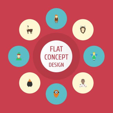 Düz simgeler mitoloji, yangın, canavar ve diğer vektör öğeleri. Ayrıca mitoloji, Centaur, Inferno nesneleri içeren küme karakter düz simgeleri simgeleri.