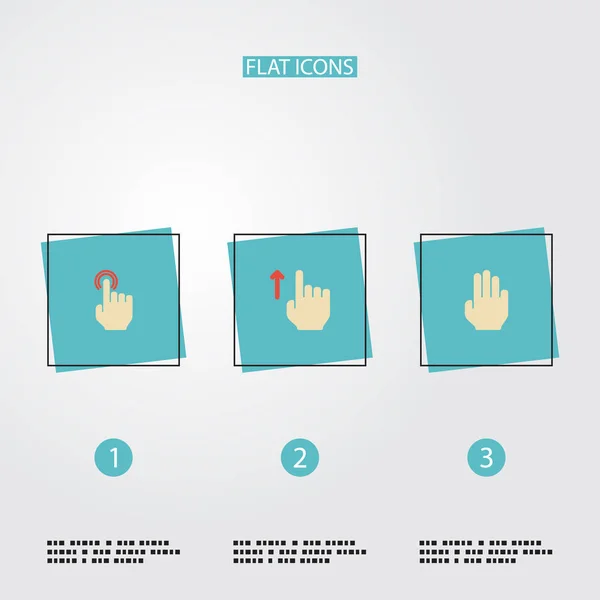 Flat Icons Gesture, Finger, Swipe and Other Vector Elements. Набор символов жестов плоские иконки также включает в себя три, кран, верхние объекты . — стоковый вектор
