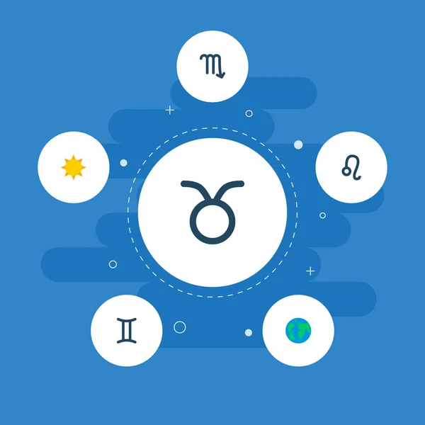 Sada symbolů ploché styl ikony astrologie slunce, glóbus, leo a další ikony pro váš web mobilní aplikace loga design. — Stock fotografie
