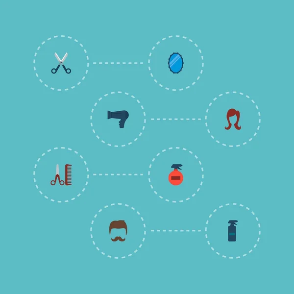Set of shop icons flat style symbols with hairdresser, hairdryer, hairspray and other icons for your web mobile app logo design.