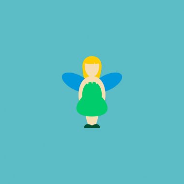 Peri simgesi düz öğe. Peri simgesi düz web mobil app logo tasarımı için temiz arka plan üzerinde izole vektör çizim.