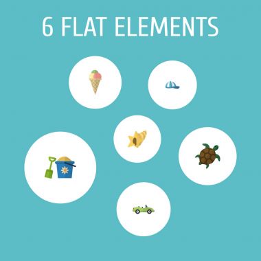 Simgeler düz stil dondurma, kova, kap ve diğer vektör öğeleri. Sezon simgeler düz stil simgeler kümesi de kaplumbağa, kürek, kabuk nesneleri içerir.