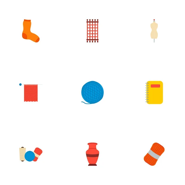 Conjunto de iconos hechos a mano símbolos de estilo plano con costura, hilo, aguja de punto y otros iconos para el diseño del logotipo de su aplicación móvil web . —  Fotos de Stock