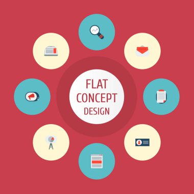 Simge stil kampanya, reklam afiş, e-posta promosyon ve diğer vektör öğeleri düz. Set simgeleri düz stil sembolleri reklam da reklam, reklam, kampanya nesneleri içerir.