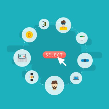 Bulut, vr gözlük, Artırılmış gerçeklik ve diğer simgeler web mobil app logo tasarımı için trendy simgeler düz stil sembollerle kümesi.