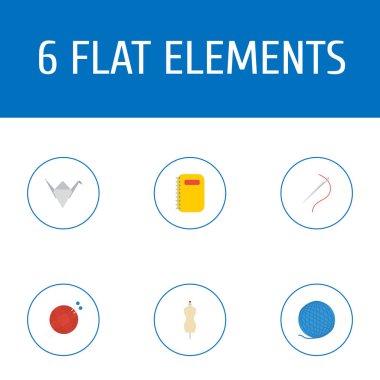 El yapımı simgeler düz stil sembollerle örgü, origami, manken ve web mobil app logo tasarımı için diğer simgeler kümesi.