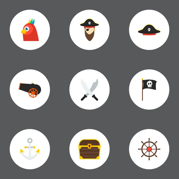 Conjunto de ícones de corsair símbolos de estilo plano com âncora, marca preta, pirata e outros ícones para o design do logotipo do seu aplicativo móvel web . — Fotografia de Stock