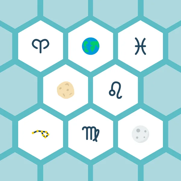Conjunto de ícones símbolos de estilo plano com virgo, aries, constelação e outros ícones para o design do logotipo do seu aplicativo móvel web . — Fotografia de Stock
