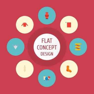 Örgü iğne, vazo, kazak ve diğer simgeler web mobil app logo tasarımı için el sanatları simgeleri düz stil sembollerle kümesi.