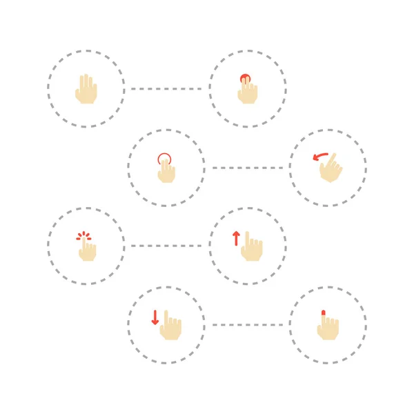 Conjunto de ícones de gesticulação símbolos de estilo plano com espera, sensorial, tela sensível ao toque e outros ícones para o design do logotipo do aplicativo móvel da web . —  Vetores de Stock