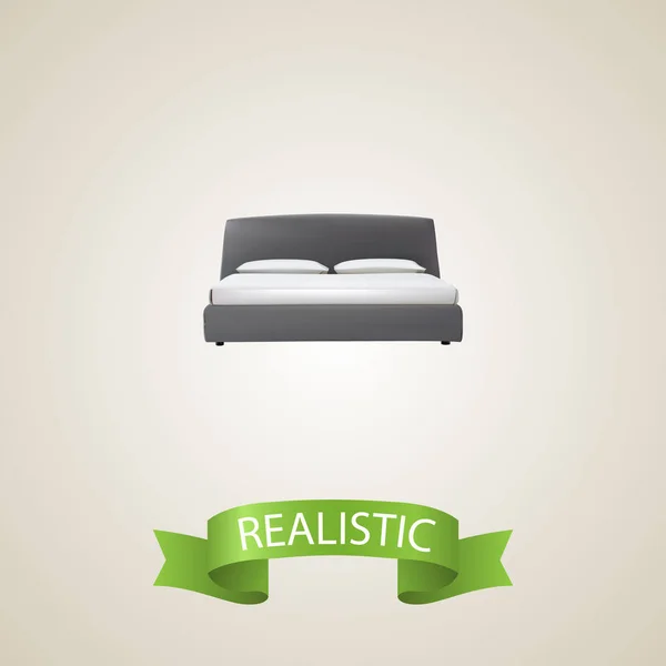 Double bed realistic element. Vector illustration of double bed realistic isolated on clean background for your web mobile app logo design. — Stock Vector