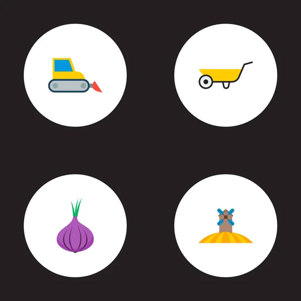 Hasat, alan, soğan ve diğer simgeler web mobil app logo tasarımı için hasat simgeler düz stil sembollerle kümesi. — Stok Vektör