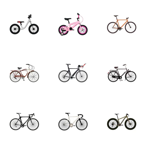 Conjunto de símbolos realistas de bicicleta com equilíbrio, madeira, bicicleta de triatlo e outros ícones para o seu design de logotipo de aplicativo móvel da web . — Fotografia de Stock