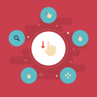 Üst, multitouch, tokatlamak ve diğer simgeler web mobil app logo tasarımı için hareketleri simgeler düz stil sembollerle kümesi.