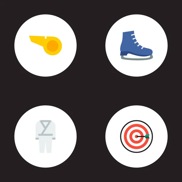 一组活动图标平面样式符号与飞镖, 和服, 冰鞋和其他图标为您的 web 移动应用程序徽标设计. — 图库矢量图片