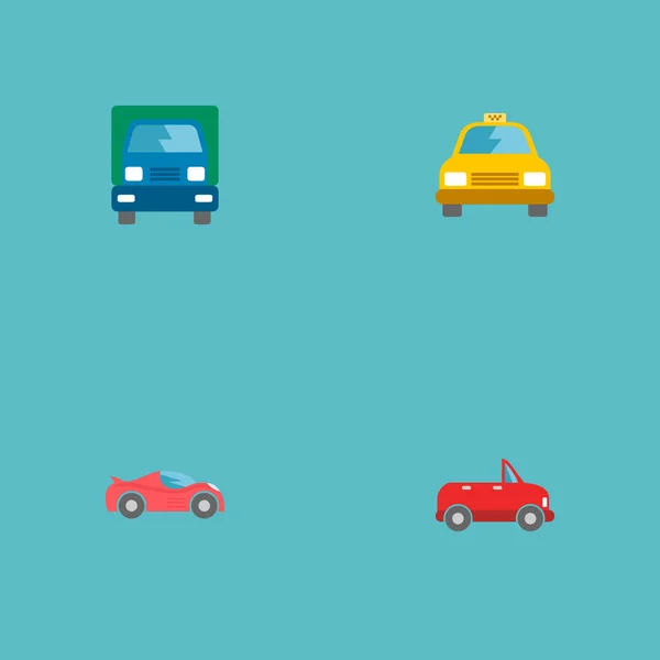 Set von Auto-Symbolen flache Stil-Symbole mit LKW, Cabrio, Sportfahrzeug und andere Symbole für Ihre Web-Mobile-App-Logo-Design. — Stockvektor