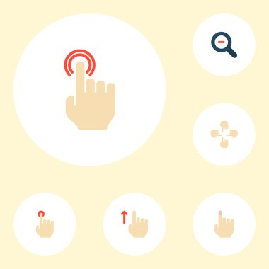 Büyüteç'i, multitouch, yumuşak ve diğer simgeler web mobil app logo tasarımı için hareketleri simgeler düz stil sembollerle kümesi.