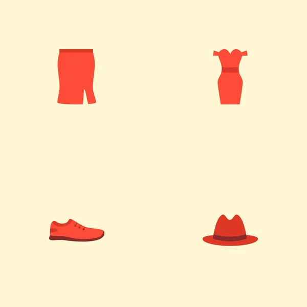 Ensemble d'icônes de vêtement symboles de style plat avec panama, robe de soirée, jupe et autres icônes pour la conception de logo de votre application mobile web . — Image vectorielle