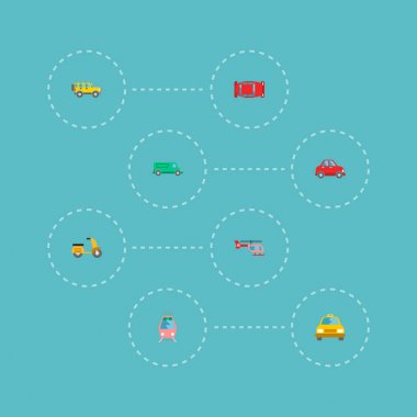 Taksi, otomotiv, suv ve diğer simgeler web mobil app logo tasarımı için otomatik simgeler düz stil sembollerle kümesi.