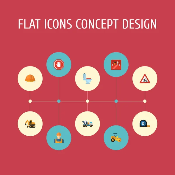 Ensemble d'icônes de construction symboles de style plat avec signe ouvrier, main, icônes boîte à outils pour la conception de logo de votre application mobile Web . — Image vectorielle