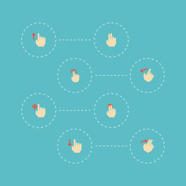 Üst, parmak, slayt ve diğer simgeler web mobil app logo tasarımı için emniyet simgeler düz stil sembollerle kümesi.