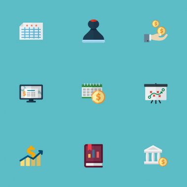 Hesabı, kar, temettü ve diğer simgeler web mobil app logo tasarımı için kayıt simgeler düz stil sembollerle kümesi.