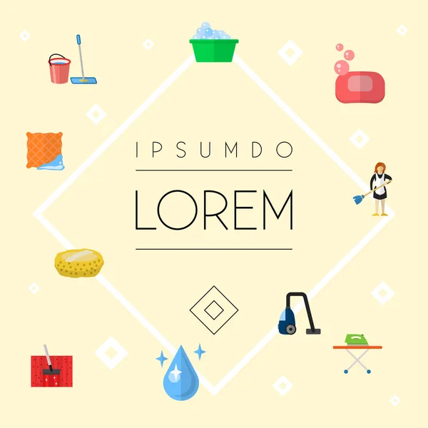 Conjunto de iconos de higiene símbolos de estilo plano con tela limpia, wisp, limpieza y otros iconos para el diseño del logotipo de su aplicación móvil web . —  Fotos de Stock