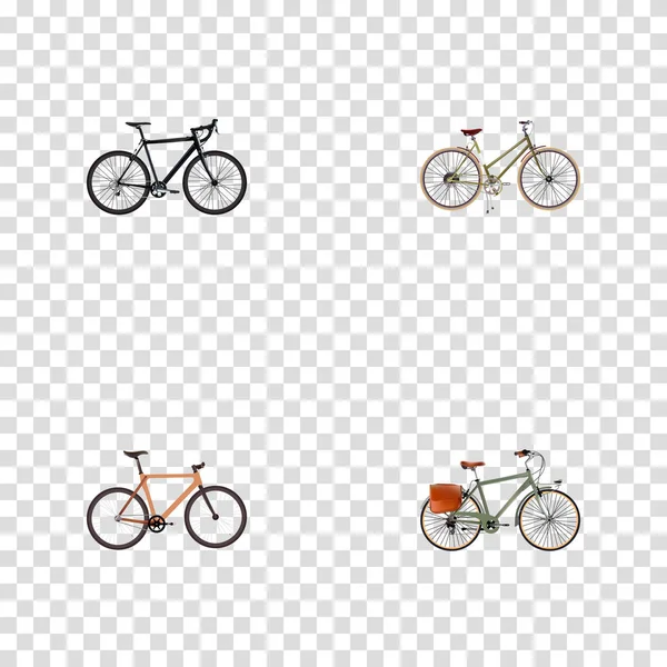 Set von Fahrrad realistischen Symbolen mit Postbote, Frau Zyklus, Bewegung Reiten und andere Symbole für Ihre Web-Handy-App Logo-Design. — Stockfoto