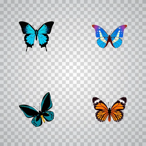 Set of butterfly realistic symbols with sky animal, lexias, morpho aega and other icons for your web mobile app logo design. — Stock Vector