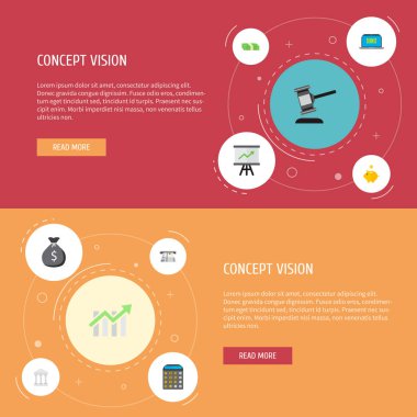 Atm, maaş, hesap makinesi ve diğer simgeler web mobil app logo tasarımı için Finans simgeler düz stil sembollerle kümesi.