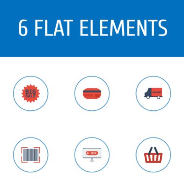 Stok Simgeler düz stil sembolleri ile reklam, online, kredi kartı ve diğer simgeler web mobil app logo tasarımı için kümesi.