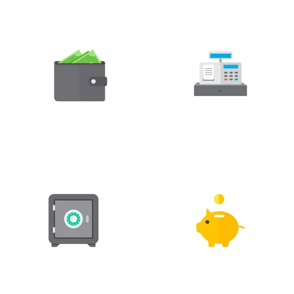 Набір фінансових піктограм символів плоского стилю з гаманцем, сейфом, скарбничкою та іншими піктограмами для дизайну логотипу вашого мобільного додатка . — стокове фото