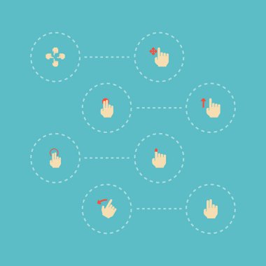 Jest simgeler düz stil sembolleri ile tutun, geriye dönük, dirsekle dürtmek ve diğer simgeler web mobil app logo tasarımı için.