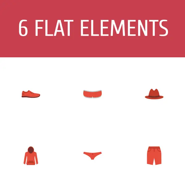 Set kleren pictogrammen vlakke stijl symbolen met korte broek, sportschoenen, onderbroeken en andere pictogrammen voor uw web mobiele app logo ontwerp. — Stockvector