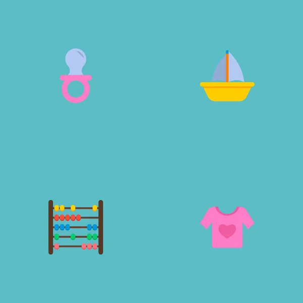 套装婴儿图标平面式符号与夹, 船, 婴儿衬衫和其他图标为您的 web 移动应用程序徽标设计. — 图库矢量图片