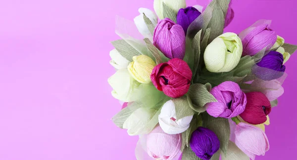 Un ramo de flores de papel y un lugar libre para una inscripción  - —  Fotos de Stock