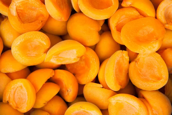 Les Abricots Mûrs Appétissants Sont Tranchés Fruits Été Nourriture Concept — Photo