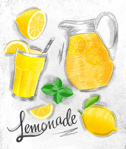 Elementos de limonada carbón — Vector de stock