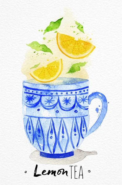 Taza de té té de limón — Archivo Imágenes Vectoriales