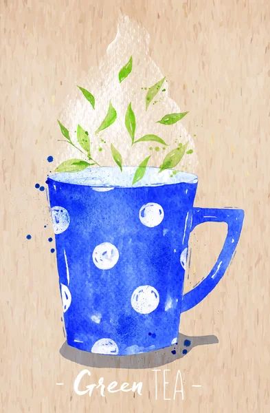Teacup green tea kraft — Διανυσματικό Αρχείο