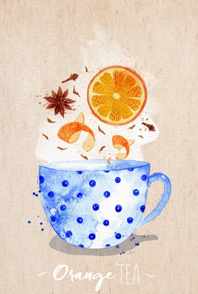 Teacup thé orange kraft — Image vectorielle