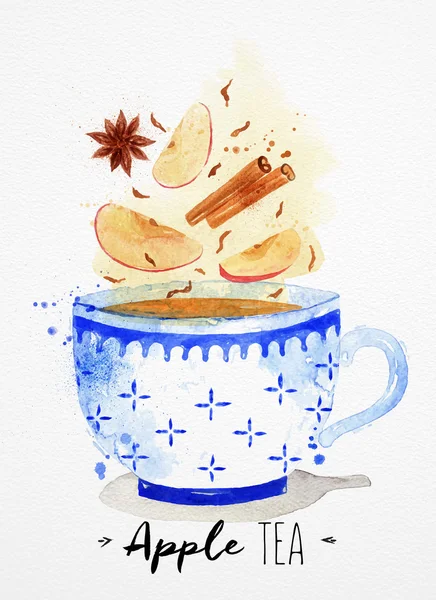 Teacup thé aux pommes — Image vectorielle