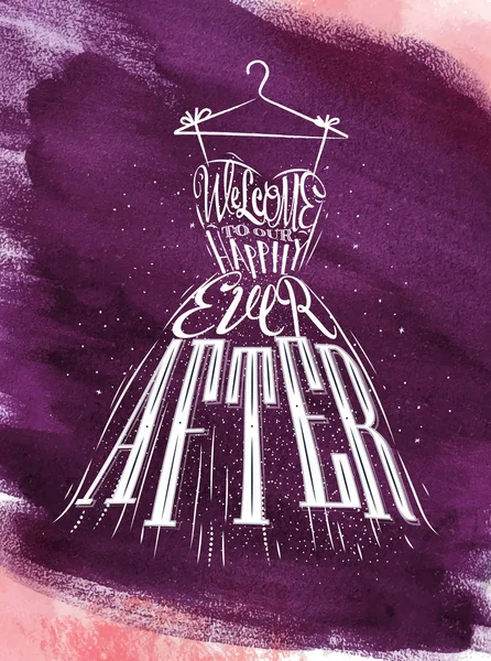 Poster vestido de noiva violeta — Vetor de Stock