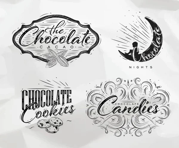 Set chocolate labels — Stock Vector