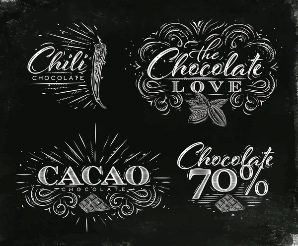 Chocolate labels collection black — Stock Vector